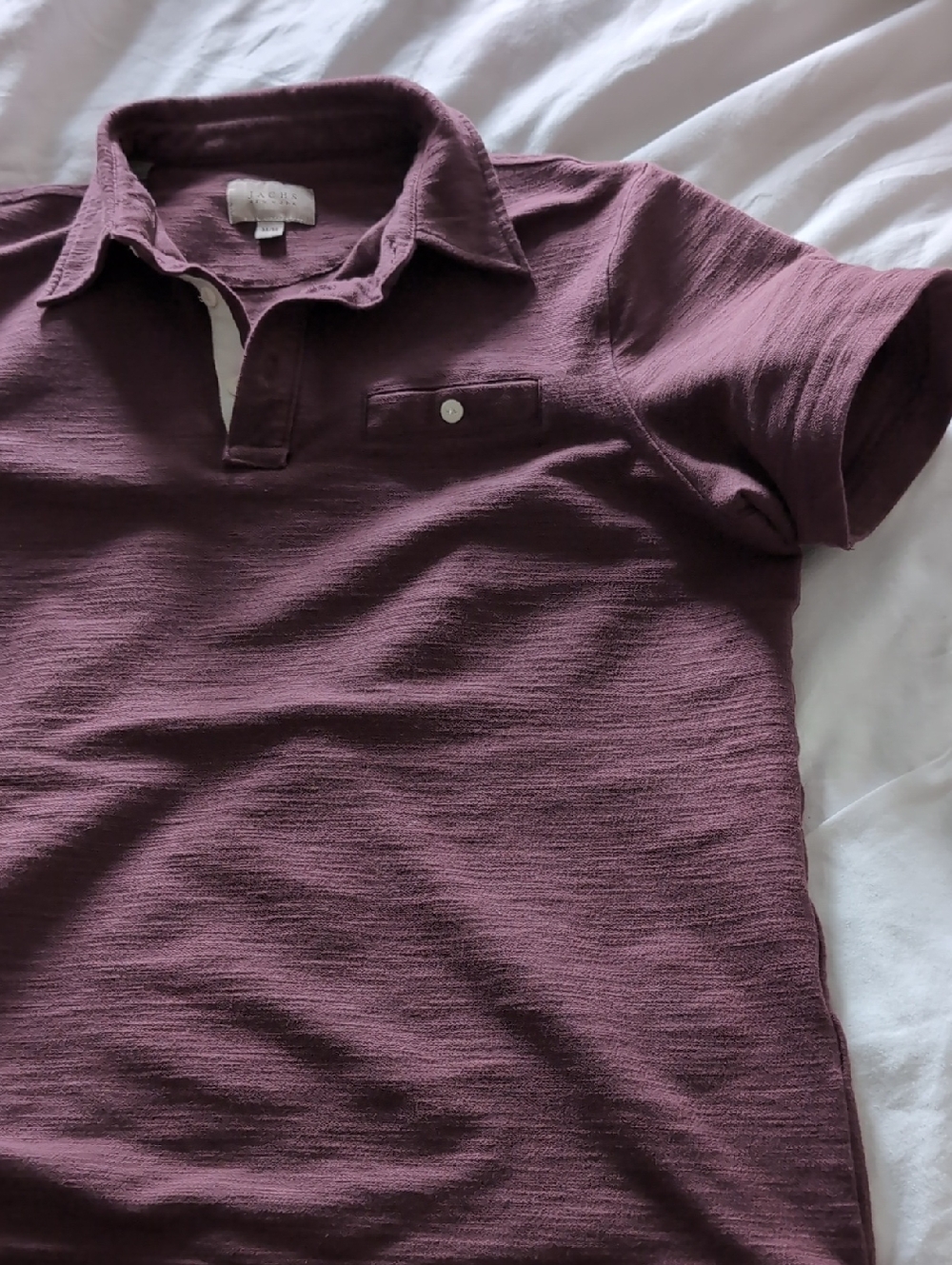 Jachs Burgundy Short Sleeve Polo with Buttoned Chest Pocket